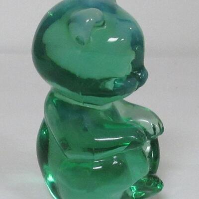 Vintage Fenton Glass Bear Green Opalescent