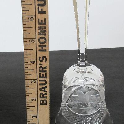 Vintage Clear Crystal Glass Bell With Cut Tulip Pattern
