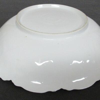 Vintage Large Bowl With Floral Edge, Unmarked