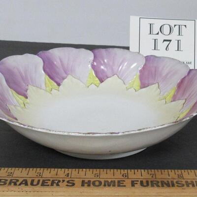 Vintage Large Bowl With Floral Edge, Unmarked