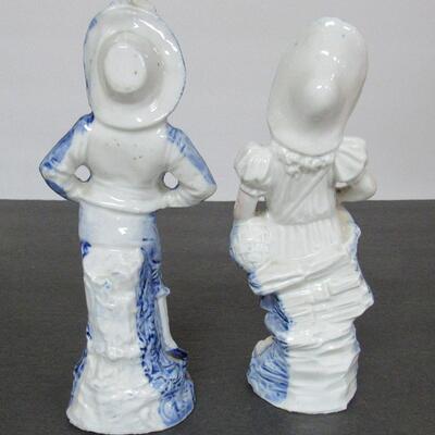 Antique German Man and Lady Blue and White Figurines