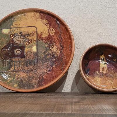 Lot 182: Bowl and Plate Set CUSCO PERU Signed 