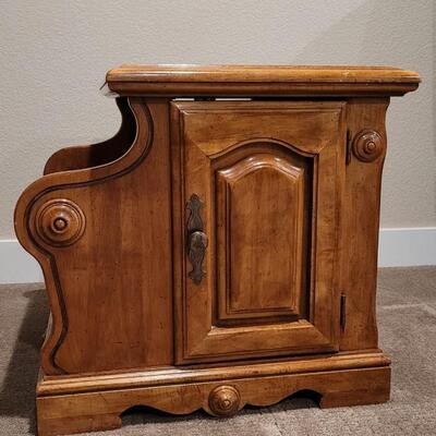 Lot 183: Vintage Side Table w/ Magazine Rack