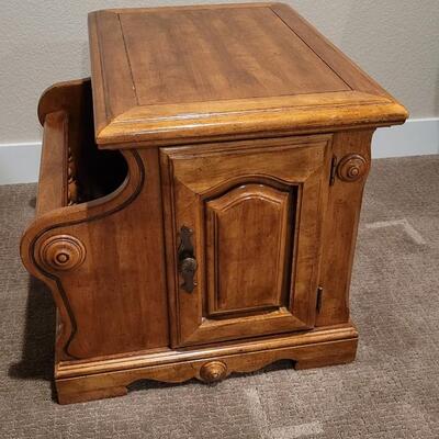 Lot 183: Vintage Side Table w/ Magazine Rack