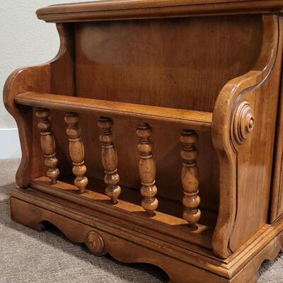 Lot 183: Vintage Side Table w/ Magazine Rack