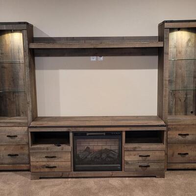 Lot 184: ASHLEY FURNITURE Entertainment Center w/ Fireplace Feature (4 Pieces All Come Apart)