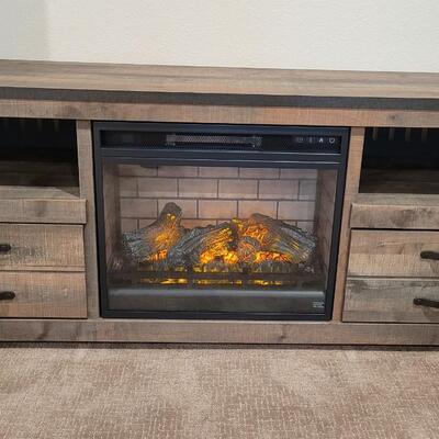 Lot 184: ASHLEY FURNITURE Entertainment Center w/ Fireplace Feature (4 Pieces All Come Apart)