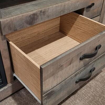 Lot 184: ASHLEY FURNITURE Entertainment Center w/ Fireplace Feature (4 Pieces All Come Apart)