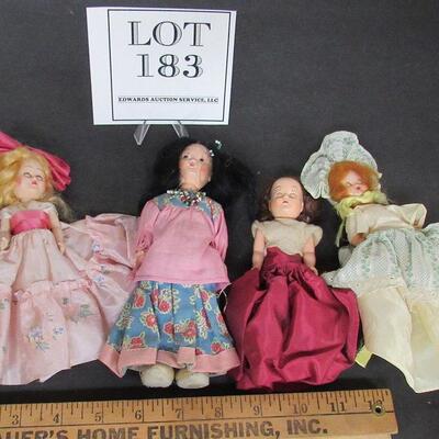 4 Small Vintage Dolls, 3 Plastic, 1 Cloth