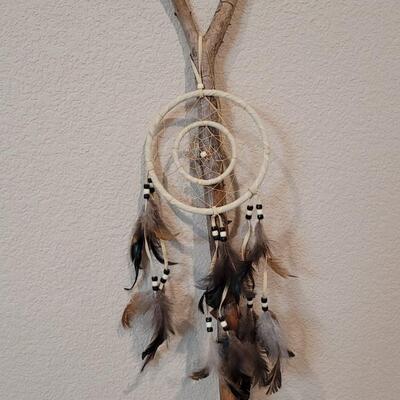 Lot 189: 59" Tall Native American Style Staff w/ Beads and Feathers