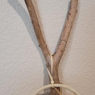 Lot 189: 59" Tall Native American Style Staff w/ Beads and Feathers