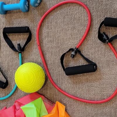 Lot 194: Exercise Equipment Bundle (Flex Resistance Straps, Barbells and More) 