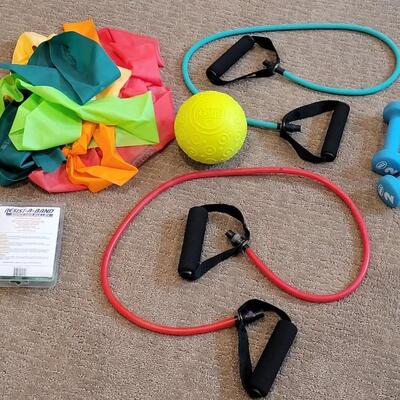 Lot 194: Exercise Equipment Bundle (Flex Resistance Straps, Barbells and More) 
