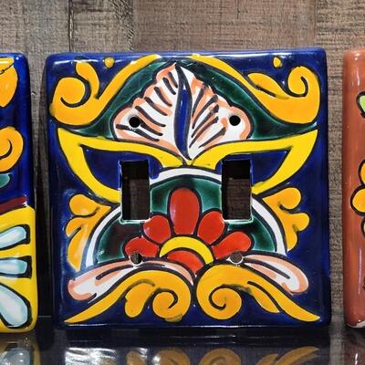 Lot 196: (3) Original Mexico Handpainted Outlet Covers 