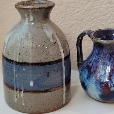Lot 199: (2) Small Home Deco Pottery Art Jugs