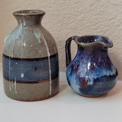 Lot 199: (2) Small Home Deco Pottery Art Jugs