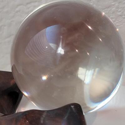 Lot 206: Vintage Small Crystal Gaze Ball + Abstract Art 