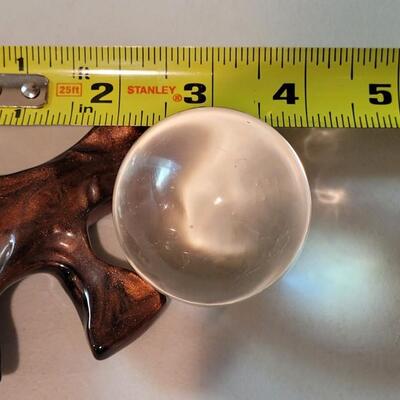 Lot 206: Vintage Small Crystal Gaze Ball + Abstract Art 