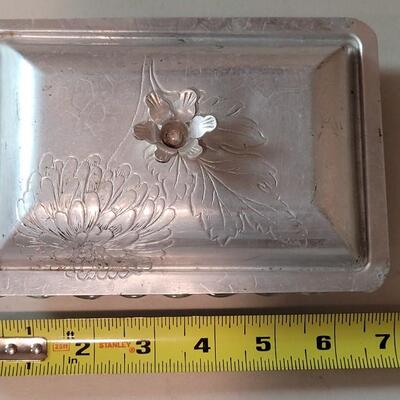 Lot 207: Vintage Glass Tray w/ Aluminum Lid 