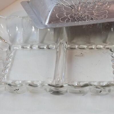 Lot 207: Vintage Glass Tray w/ Aluminum Lid 