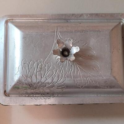 Lot 207: Vintage Glass Tray w/ Aluminum Lid 