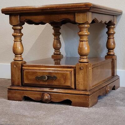 Lot 208: Vintage Wood Side Table 