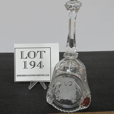 Vintage Art Mark Lead Crystal West German Glass Bell With Etch./Cut Owl Pattern