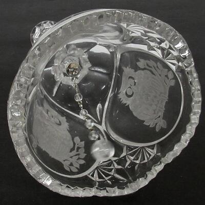Vintage Art Mark Lead Crystal West German Glass Bell With Etch./Cut Owl Pattern