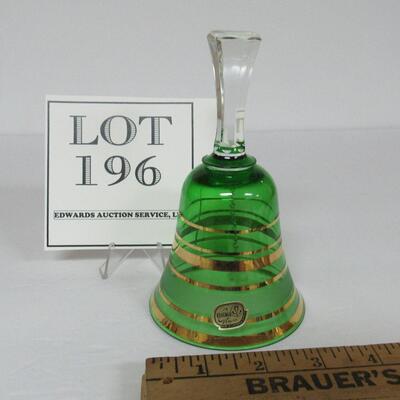 Vintage Bohemia Green With Gold Trim Glass Bell