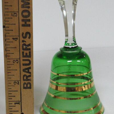 Vintage Bohemia Green With Gold Trim Glass Bell