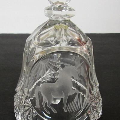 Vintage Art Mark Lead Crystal West German Glass Bell Wtih Unicorn 