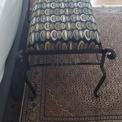 Charles Rogers Rod Iron Bench with Custom Made Upholstery  