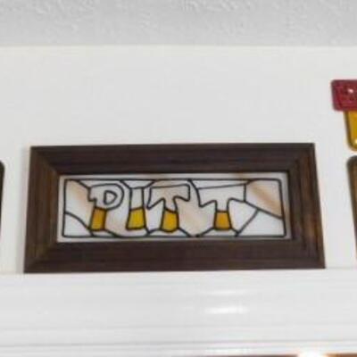 Collection of Pre-War License Plates and a Stained Glass PITT Plaque