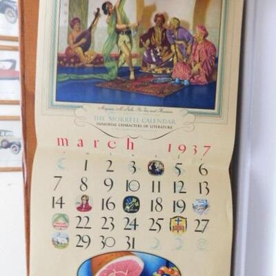 Vintage 1937 Morrell Food Company Calendar 'Immortal Characters of Literature'