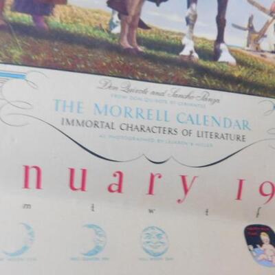 Vintage 1937 Morrell Food Company Calendar 'Immortal Characters of Literature'