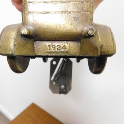Set of Three 1920's Vintage Public Bank of Detroit Brass Jalopy Coin Banks 