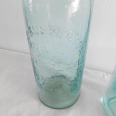 Pair of Vintage Blue Glass Pennsylvania Beverage Bottles 