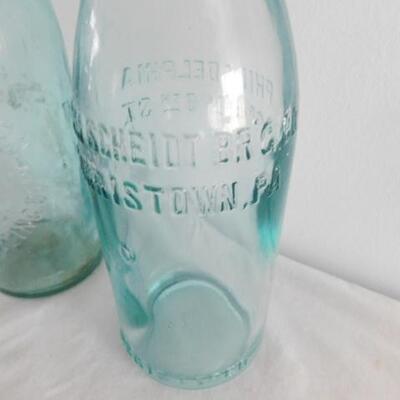 Pair of Vintage Blue Glass Pennsylvania Beverage Bottles 