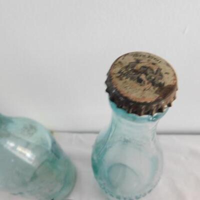 Pair of Vintage Blue Glass Pennsylvania Beverage Bottles 