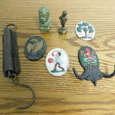 Vintage Cast Iron Plaques, Scale, and More 