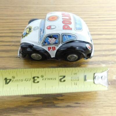 Vintage Takatoku Japanese Tin Litho Friction Toy Police Car