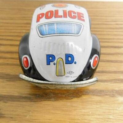 Vintage Takatoku Japanese Tin Litho Friction Toy Police Car