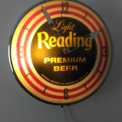 Vintage Reading Light Premium Bubble Glass Lighted Advertising Wall Clock by PAM Clock Co.