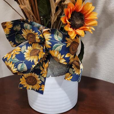 Lot 246: Large Sunflower Arrangement in Ceramic Container 