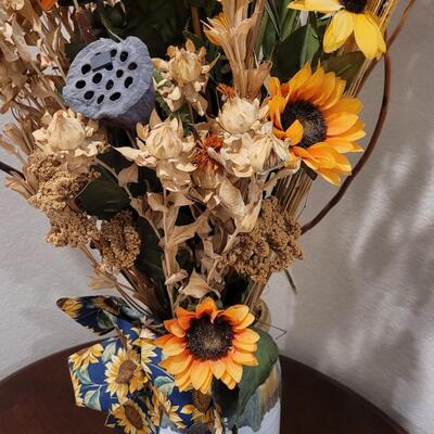 Lot 246: Large Sunflower Arrangement in Ceramic Container 