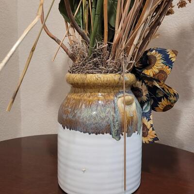 Lot 246: Large Sunflower Arrangement in Ceramic Container 