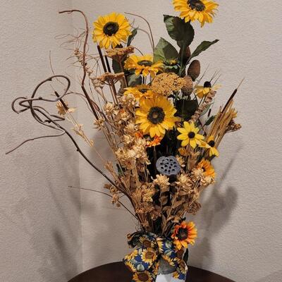 Lot 246: Large Sunflower Arrangement in Ceramic Container 