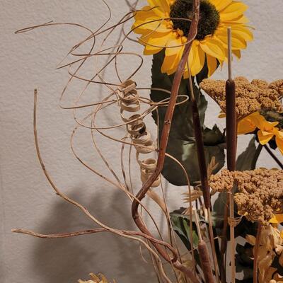 Lot 246: Large Sunflower Arrangement in Ceramic Container 