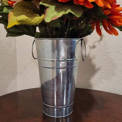 Lot 247: Flower Arrangement in Metal Container 
