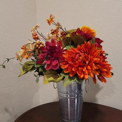 Lot 247: Flower Arrangement in Metal Container 